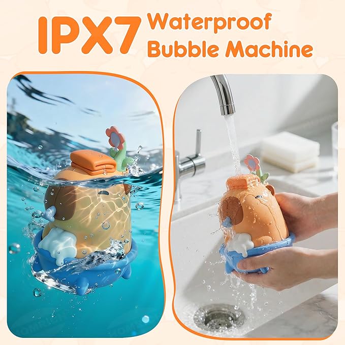 Homrich Capybara Automatic Soap Dispenser, Touchless Sensor Bubble Foam Machine, Cute Silicone 3 Levels Foam Adjustment, 9.5oz/280ml, IPX7 Waterproof Rechargeable Dispenser for Bathroom, Kid's Gift