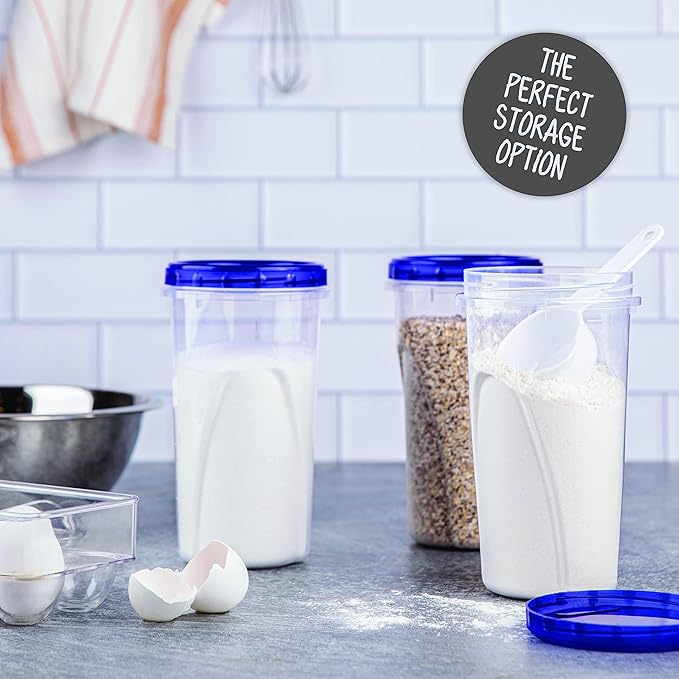 [48 oz 4 Pack] Twist Top Deli Containers Clear bottom With blue Top Twist