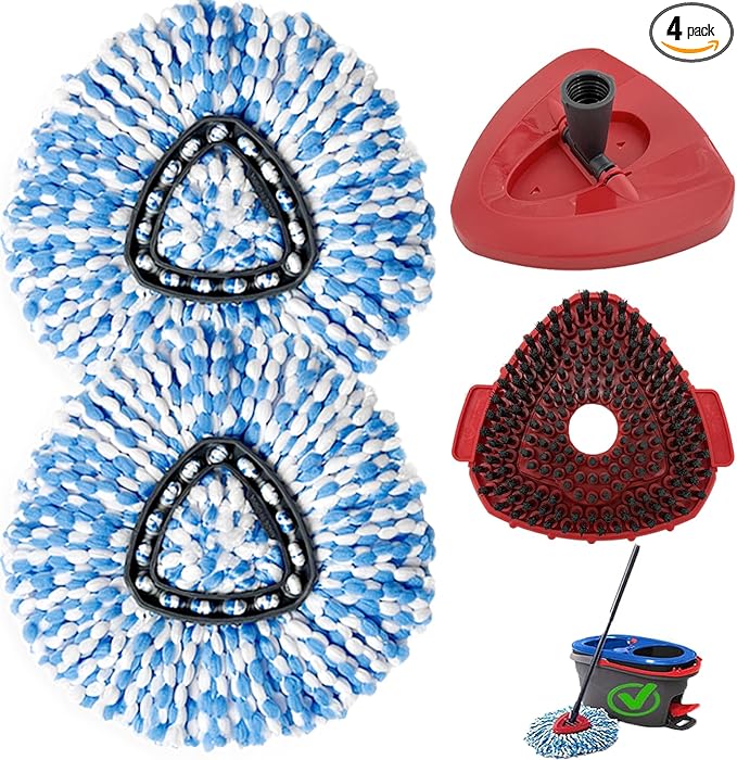 4PCS Mop Head Replacement Compatiable with Ocedar with Fit for RinseClean 2-Tank System,Spin Mop Heads,Perfect for deep Cleaning Hard-to-Reach Hidden Corners in bathrooms,Living Rooms and More