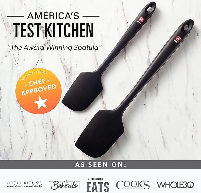 DI ORO Silicone Spatula Set - Rubber Kitchen Spatulas for Baking, Cooking, & Mixing - 600°F Heat-Resistant & BPA Free Silicone Scraper Spatulas for Nonstick Cookware - Dishwasher Safe (5pc, Black)