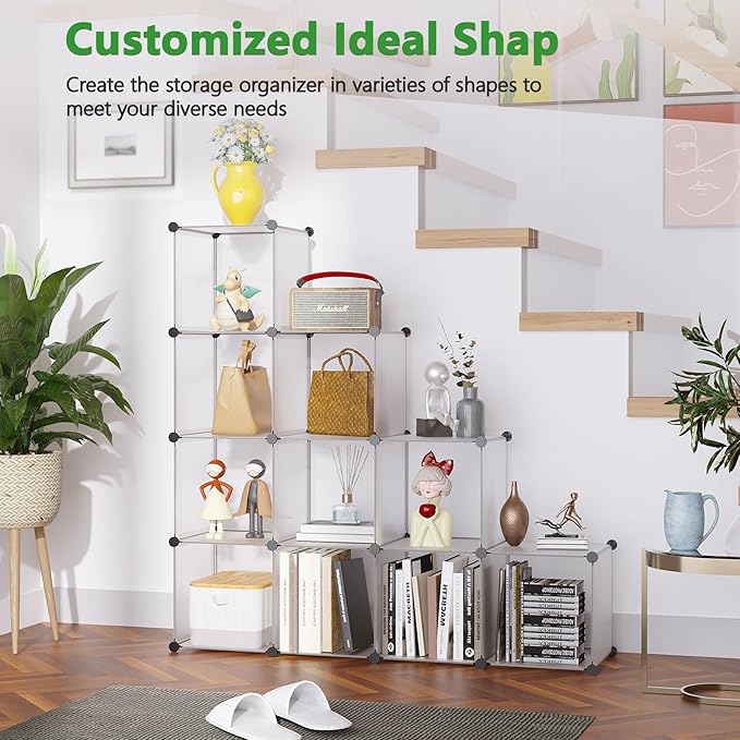 Cube Storage Organizer, 12-Cube Closet Cabinet Organizer, DIY Cube Shelf