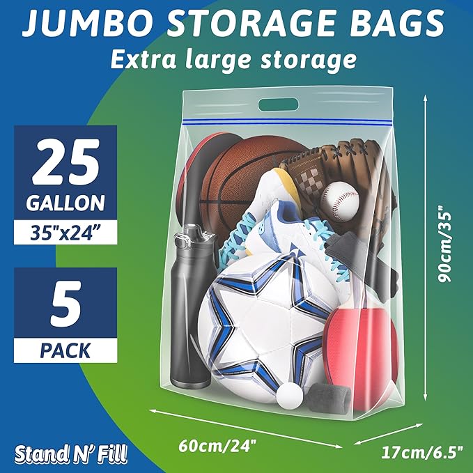Extra Large 25 Gallon Storage Bags, Set of 5