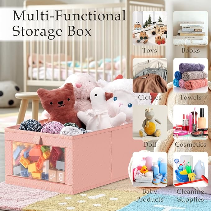 4 Pack Linen Closet Organizers and Storage, Pink