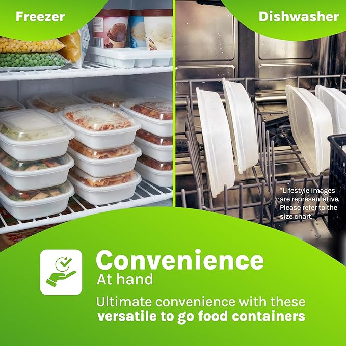 24oz Meal Prep Containers, Plastic Reusable Food Storage Containers with Airtight Lids, Microwave, Freezer and Dishwasher Safe, Sturdy, Food Safe White To Go Meal Boxes - 30 Pack