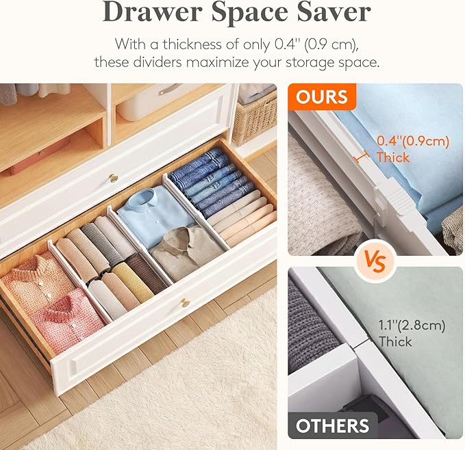 6" Tall 5 Pack Drawer Dividers