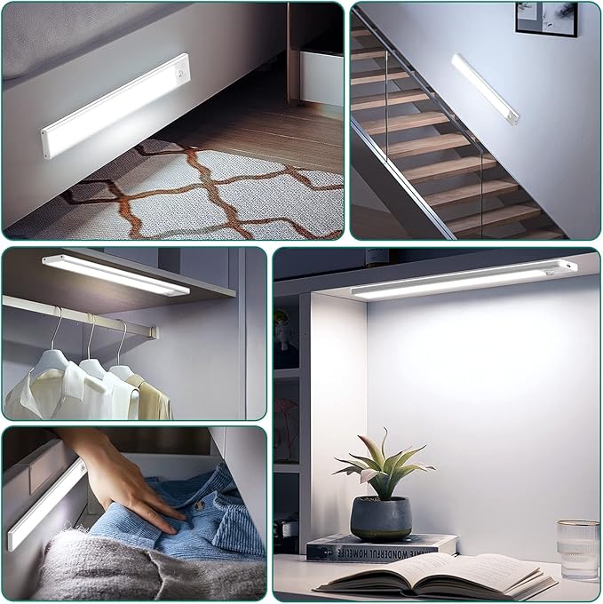 Under Cabinet Lighting 5 Packs, 3 Color Temperature Rechargeable Motion Sensor Lights for Kitchen, Counter, Closet, Stairs