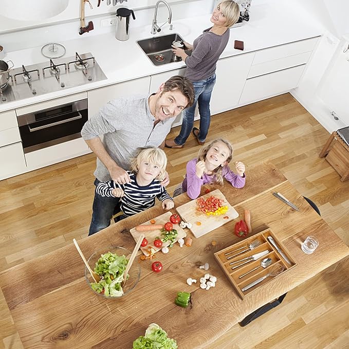 2-Piece Bamboo Silverware Organizer