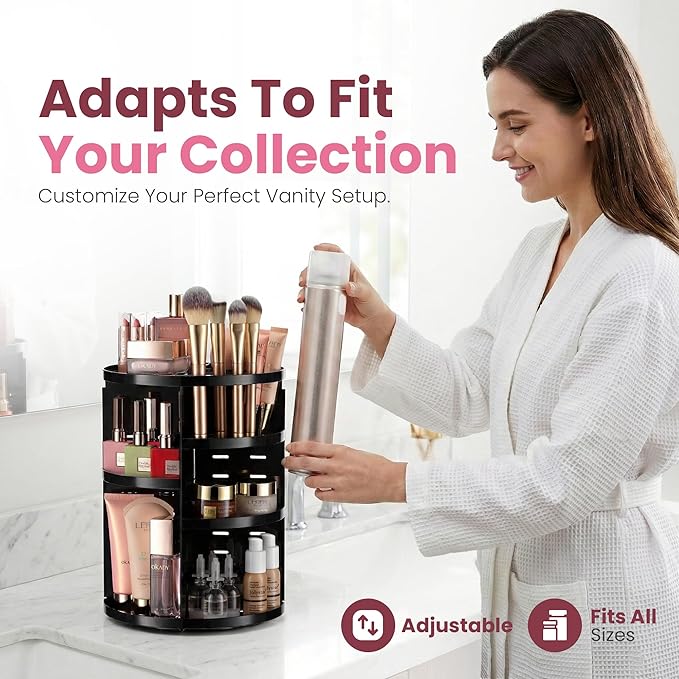 360 Rotating Makeup Organizer, Black