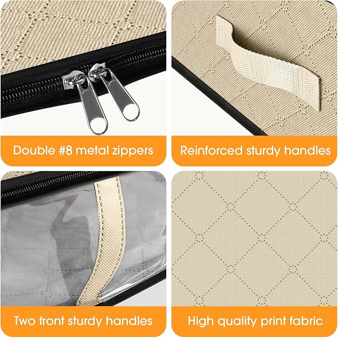 Under Bed Storage Bags 10 Pack, Beige