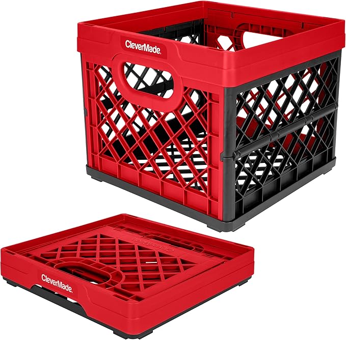 Collapsible Milk Crate 25L (6.6 Gal), Red
