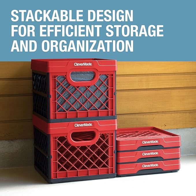 Collapsible Milk Crate 25L (6.6 Gal), Red