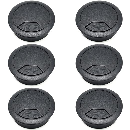 Surf turtle 6 Pack 2 Inch Black Desk Grommets, Flexible Cable Cord Hole Cover for Home Office Desk Table Cabinet Wire Management