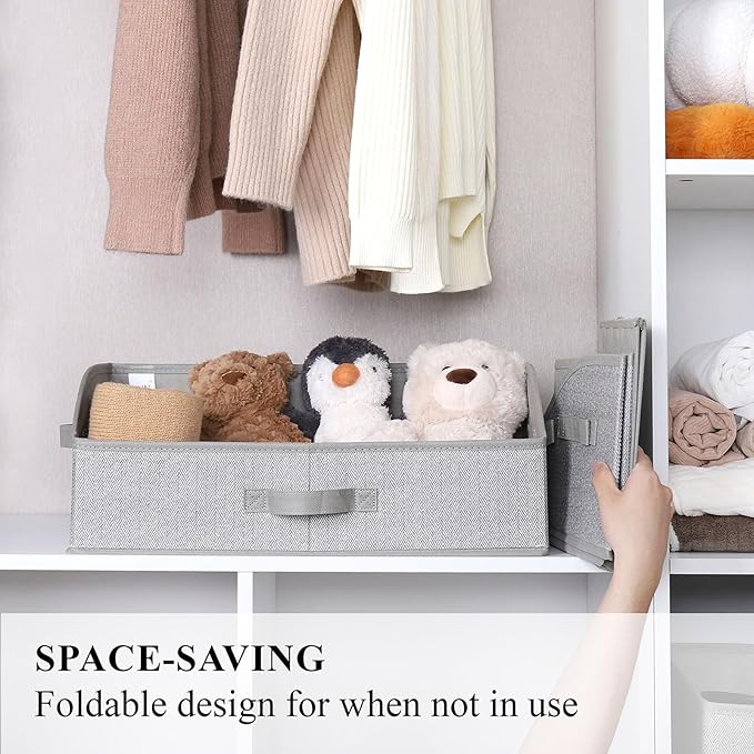 WUIKE Closet Organizers and Storage, Trapezoid Storage Bins, Fabric Closet Bins with Handles, Foldable Storage Baskets for Clothes, Purse, Blanket