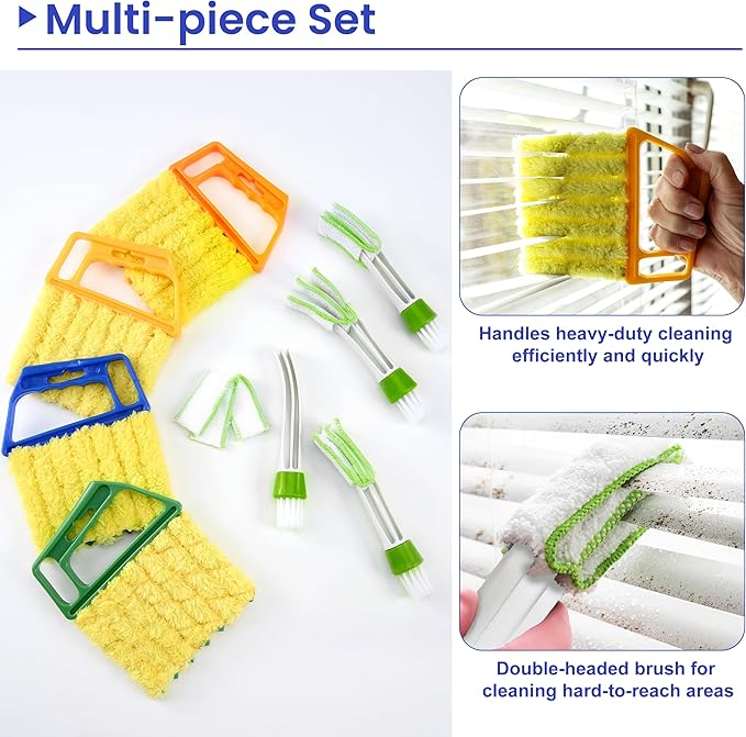 Blind Cleaner Duster Tool - 4 Pcs 7 Fingers Anti-Shedding Window Blind Cleaner Tool and 4 Pcs Air Vent Cleaner
