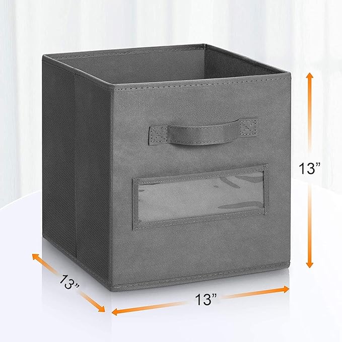 13x13x13 storage cube bins (Set of 10) Fabric storage cubes with 10 Labels, Gray