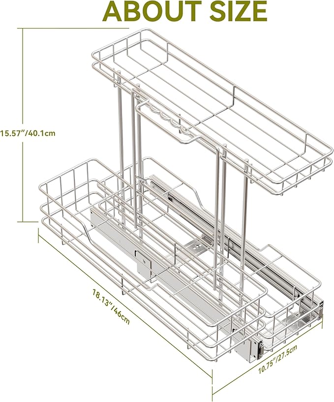 2 Tier Under Sink Organizer 11" W X18 D