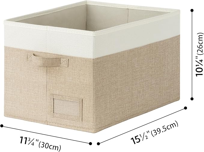 GRANNY SAYS Closet Storage Baskets for Shelves, Large Fabric Storage Bins, Collapsible Clothing Storage and Organization, Decorative Storage Bins, Khaki&Ivory, Large, 3-Pack
