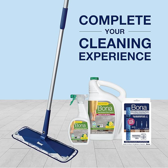 Bona Multi-Surface Floor Cleaner Spray - 32 fl oz - Lemon Mint Scent - Refillable - Residue-Free Floor Cleaning Solution for Stone, Tile, Laminate, and Vinyl Floors