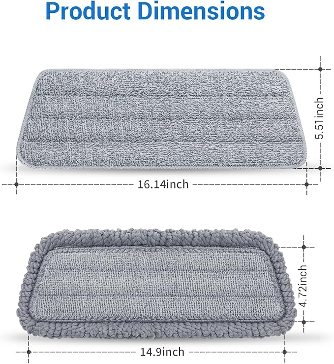 6Pcs Microfiber Mop Replacement Pads,Compatible with Wet/Dry Mop Floor Cleaning Pad Fit All Spray Mops,14.9 * 4.7’’ Size Spray Mop Pads Refills