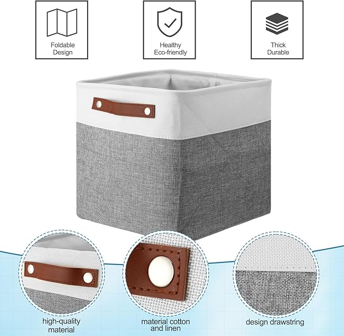 Uiifan 8 Pack Storage Baskets - 12x12x12 Inch - Gray
