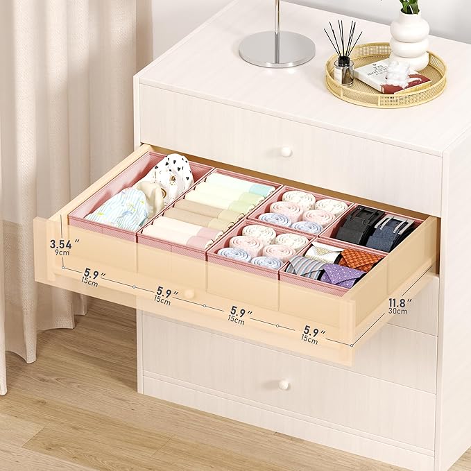 DIMJ Drawer Organizer Clothes Storage - 18 Pack Baby Dresser Organizer for Nursery, Foldable Drawer Dividers for Bedroom Closet Organization