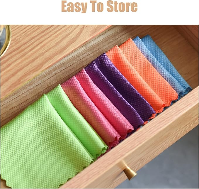 Streak-Free Miracle Cleaning Cloths, 20 Pack Fish Scale Cleaning Cloth Reusable for Window, Nano Scale Easy Clean Rags, Nanoscale Cleaning Microfiber Glass Towels Easycleanco Cloths