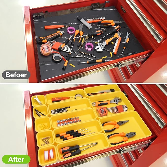42 Pack Tool Box Organizer Tool Tray Dividers, Yellow