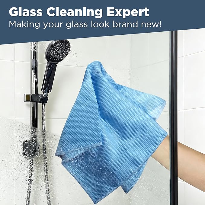 SINLAND Microfiber Glass Cleaning Cloth, 6PK, Lint Free Cleaning Cloths for Window, Car Windows, Mirrors, and Stainless Steel, Glass and Window Cleaner 16x16 Inch