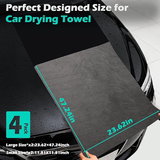 XANGNIER 4 Pack Car Drying Towel,Extra Large Microfiber Towels for Cars,Super Absorbent Micro Fiber Auto Drying Towel,Scratch Free