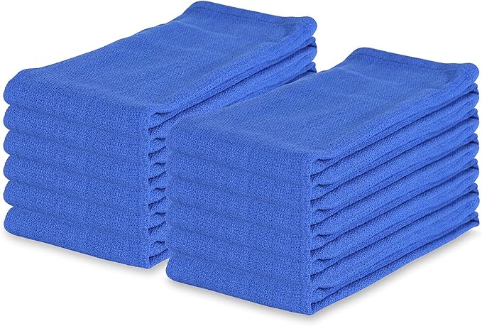 Arkwright Microfiber Huck Towels, Pack of 12, Lint Free Surgical Cleaning Cloths for Glass, Windows, Auto Detailing and Professional Use, 16 x 26 in, Blue