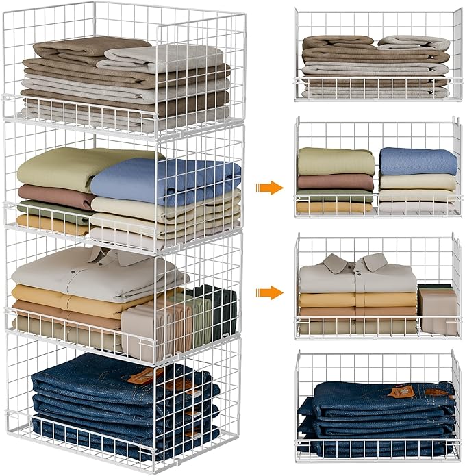 Yociyoga 4-Tier Stackable Closet Organizers and Storage Basket