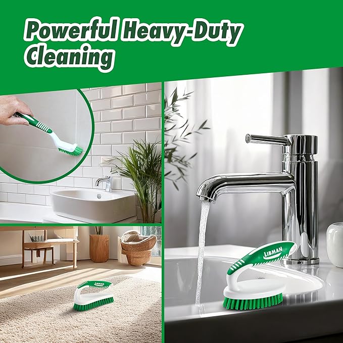 Libman Scrub Brush Kit | Cleaning Brush | Tile & Grout Brush | Small Scrub Brush | Power Scrub Brush | Carpet Brush | Bathroom Scrubber | Boot Scrubber | 3 Different Brushes Included
