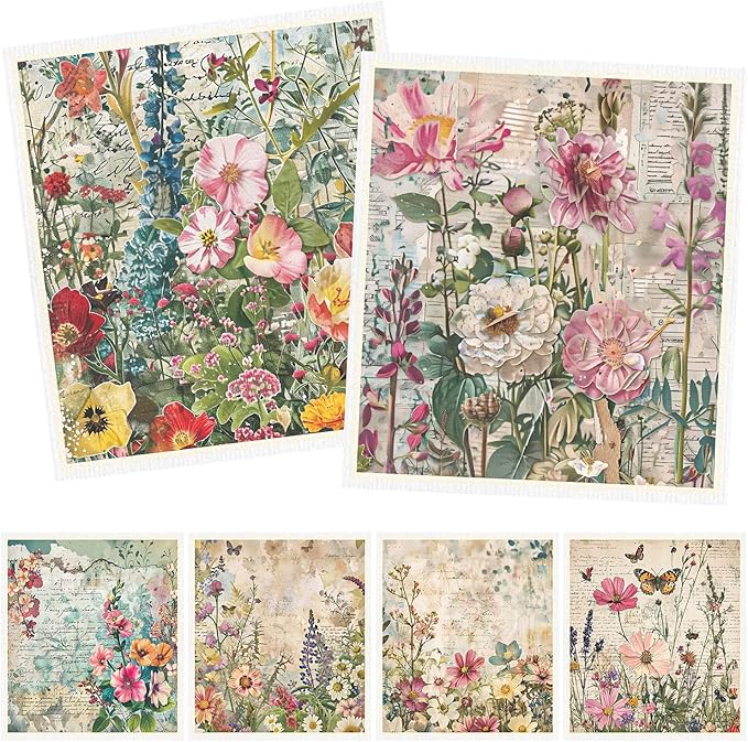 Vintage Floral Swedish Dishcloths for Kitchen 6PCS Floral Swedish Cloths for Washing Dishes Reusable Retro Wildflower Themed Washable Kitchen Towels Sponge Cloths for Home Party Cleaning