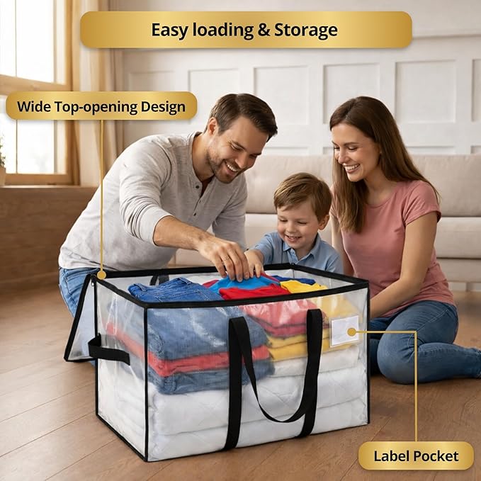 2-Pack Comforter Storage Bags with Zipper and Handles (90L)