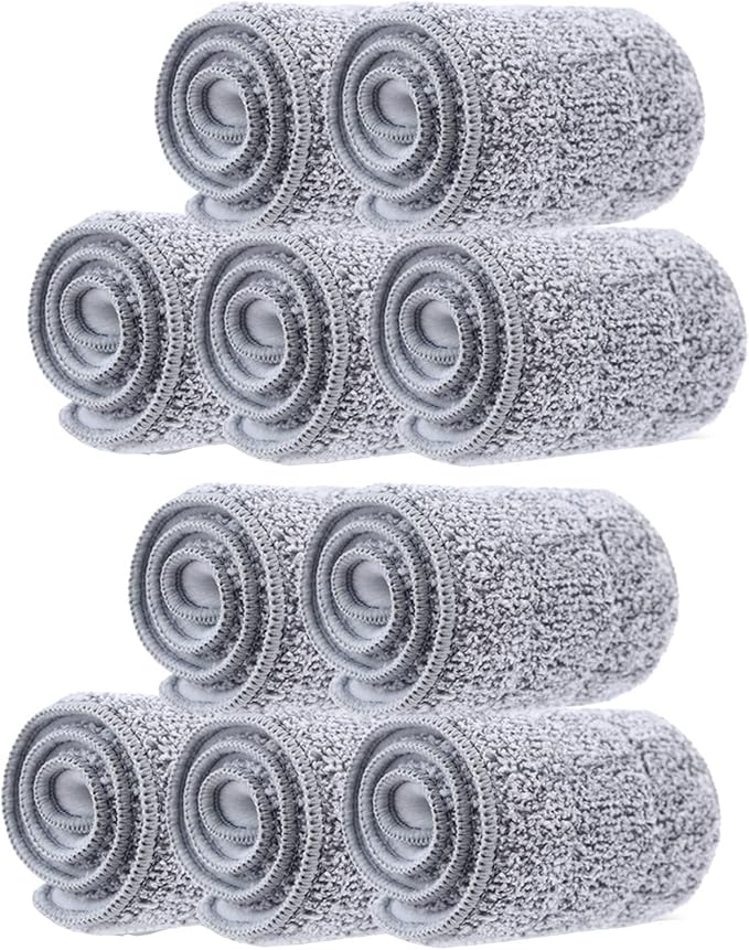 10 Pack 13 * 4.9" Generic Mop Pads Mop Head Refill Washable Wet/Dry Mops Flat Compatible with Most 11-13" Hook and Loop (Velcro) Flat Mops.System Floor Care System (10 Pack 13 * 4.9")