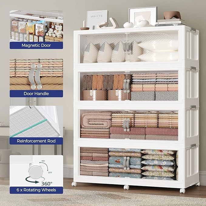 180Gal/720QT 3-Tiers Extra Large Stackable Storage Bins with Lid