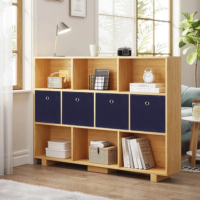 Black Foldable Storage Cubes Bins, Navy Blue