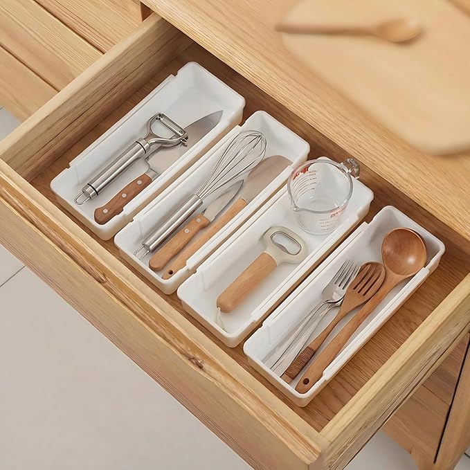 Drawer Organizers Set, 4-Pack Expandable Drawer Dividers for Bedroom, Bathroom