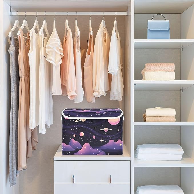 Abstract Planets Storage Bins with Lids and Carrying Handle