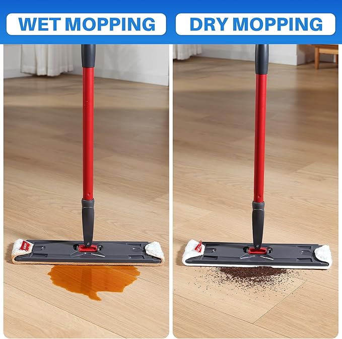 Microfiber Mop Pads 6 PCS, 15.95” x 4.33” Reusable Washable Replacements Mop Pads for Wood Floor Compatible with O-Cedar H2prO, Blue and White Stripes