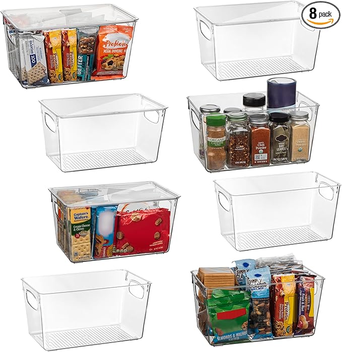 ClearSpace Plastic Pantry Organization and Storage Bins with Lids – Perfect Kitchen Organization or Kitchen Storage – Fridge Organizer