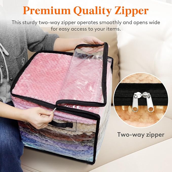 Lifewit 6 Pack Clear Clothes Storage Bags, Sweater Storage with Zipper, 36L Vinyl Foldable Moving Bags, Storage Container for Blankets Bed Sheet Sweater Yarns