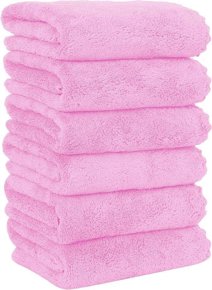 MOONQUEEN 6 Pack Premium Hand Towels - Quick Drying - Microfiber Coral Velvet Highly Absorbent Towels - Multipurpose Use as Hotel, Bathroom, Shower, Spa, Hand Towel 16 x 28 inches (Frozen Berry)