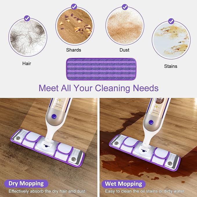 2 Pack Upgraded Reusable Mop Pads Compatible with Swiffer PowerMop, Mop Refill Pads Replacement for Swiffer Power Mop Spray Mop Pads for Multi-Surface Floor Cleaning, Quality Updated Cationic Material