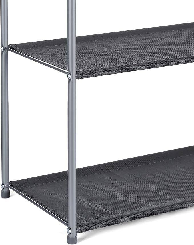 Amazon Basics Freestanding Closet Organizer with Fabric Bins, Drawers and 3 Shelves, Easy to Assemble, Grey, 32.7" x 12.2" x 31"