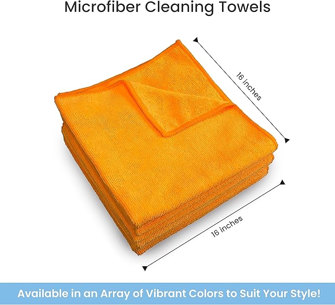 A&A Wiping Cloth- Microfiber Cleaning Towel, Super Absorbent Orange Microfiber Towels, Perfect for House, Cars, Windows, Gym and Office, Orange Microfiber 16x16 Towels, Pack of 180 Pieces