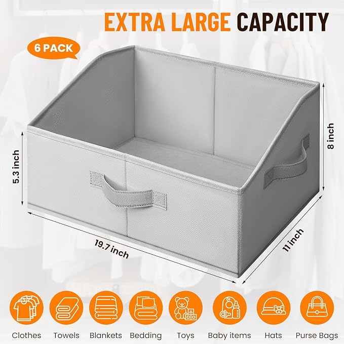 Extra Large Closet Organizers Bins 6 Pack