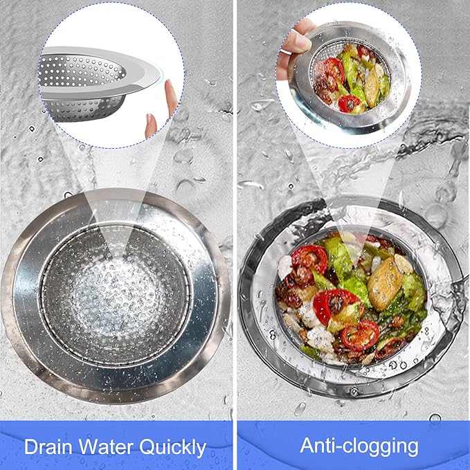 V-TOP Kitchen Drain Strainer Stopper 4 Pack, Universal 6 Inch Silicone Plug Anti-Clogging Stopper Cover