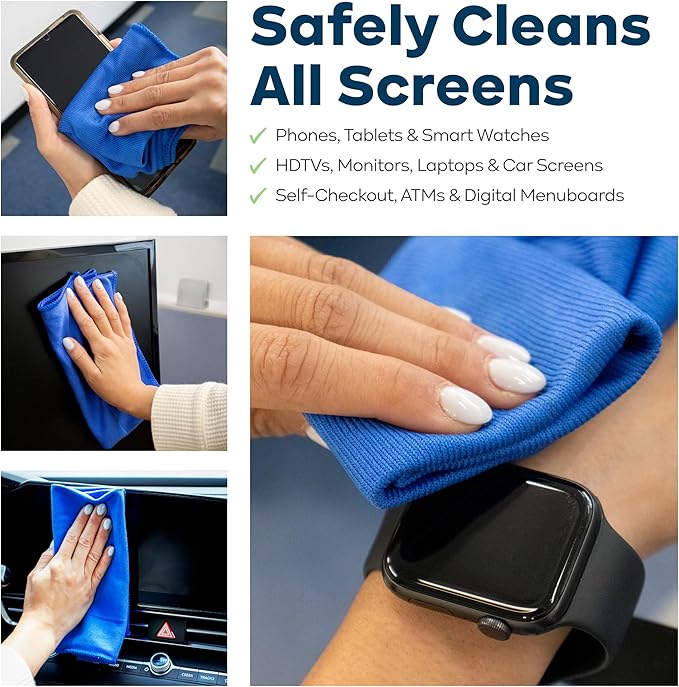 KIC CrystalVu Screen Cleaner Spray Kit with Microfiber Cleaning Cloth – Streak-Free for TV, Phone, Laptop, Monitor & Tablet