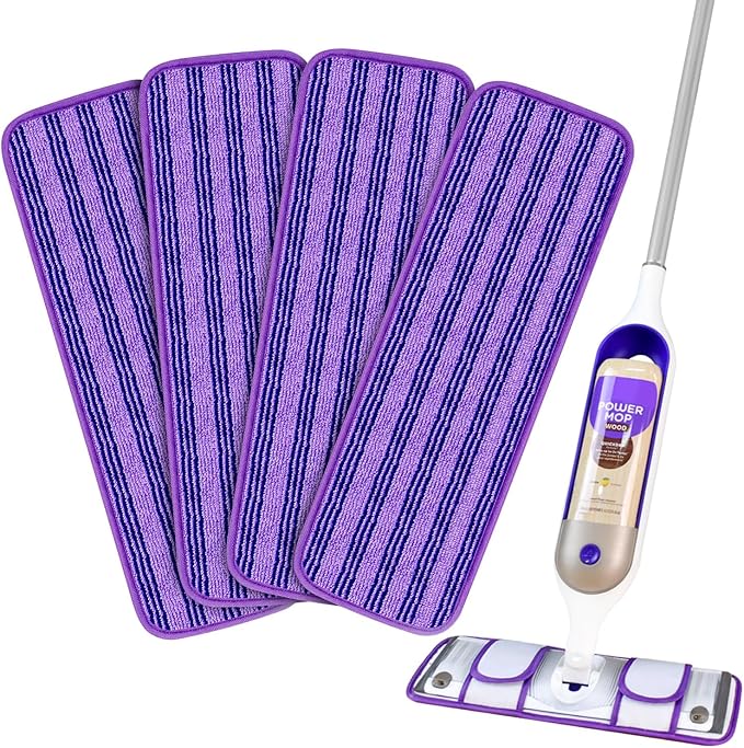 2 Pack Upgraded Reusable Mop Pads Compatible with Swiffer PowerMop, Mop Refill Pads Replacement for Swiffer Power Mop Spray Mop Pads for Multi-Surface Floor Cleaning, Quality Updated Cationic Material